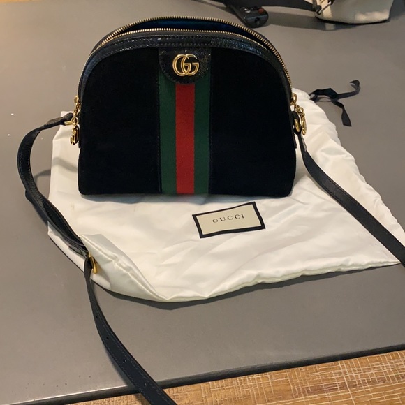 GUCCI Ophidia Black Suede Crossbody Bag - Picture 6 of 6